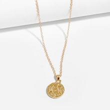 Romwe Men Libra Engraved Round Pendant Necklace