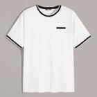 Romwe Guys Striped Cuff Short Sleeve Ringer Tee