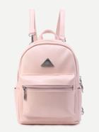 Romwe Triangle Detail Pu Backpack With Detachable Strap
