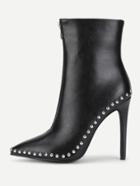 Romwe Studded Trim Stiletto Boots