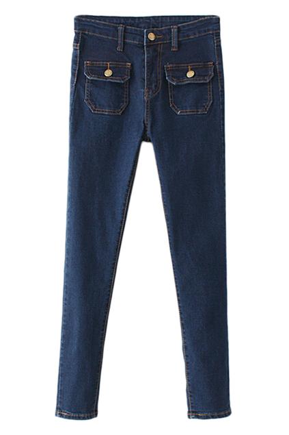 Romwe Double Pockets Slim Jeans