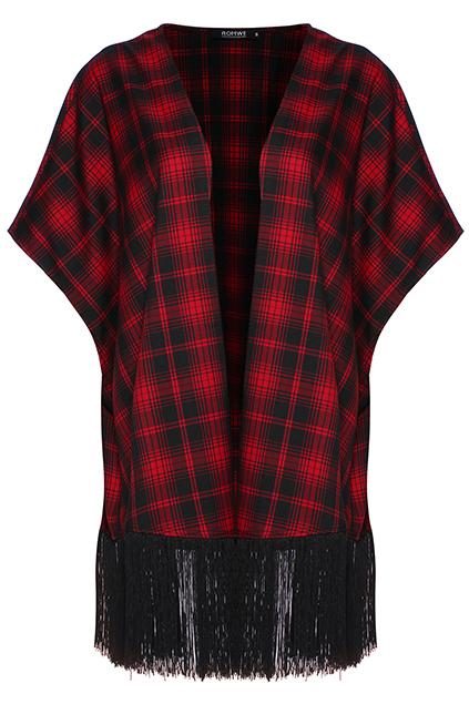 Romwe Plaid World In Cardigan
