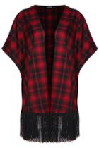 Romwe Plaid World In Cardigan