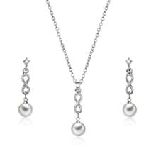 Romwe Infinity Detail Pendant Necklace & Earrings