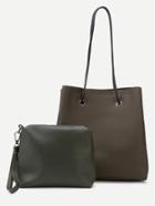 Romwe Olive Green Faux Leather Shoulder Bag Set