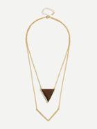 Romwe Bar & Triangle Pendant Layered Chain Necklace