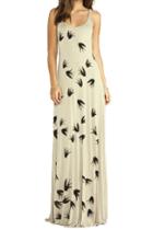 Romwe Romwe Swallows Print Strapped Blackless Maxi Dress