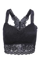 Romwe Black Strap Embroidered Lace Vest