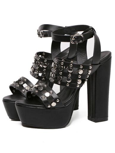 Romwe Studded Straps Chunky Platform Sandals