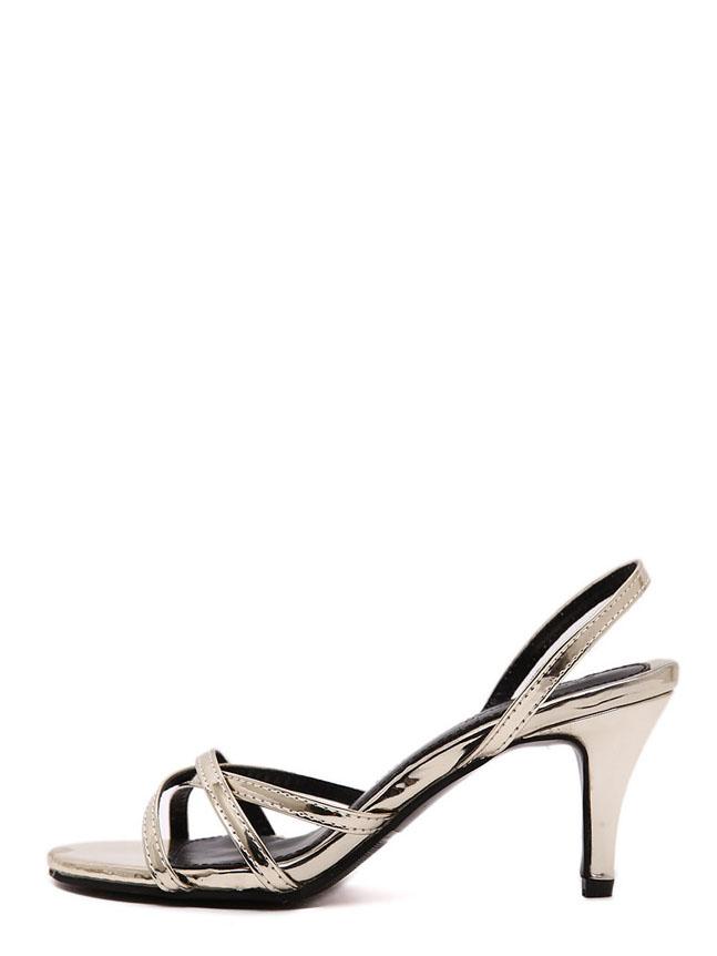 Romwe Gold Cirss Cross Stiletto Sandals