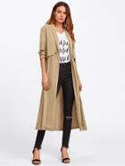 Romwe Box Pleated Double Layer Duster Coat