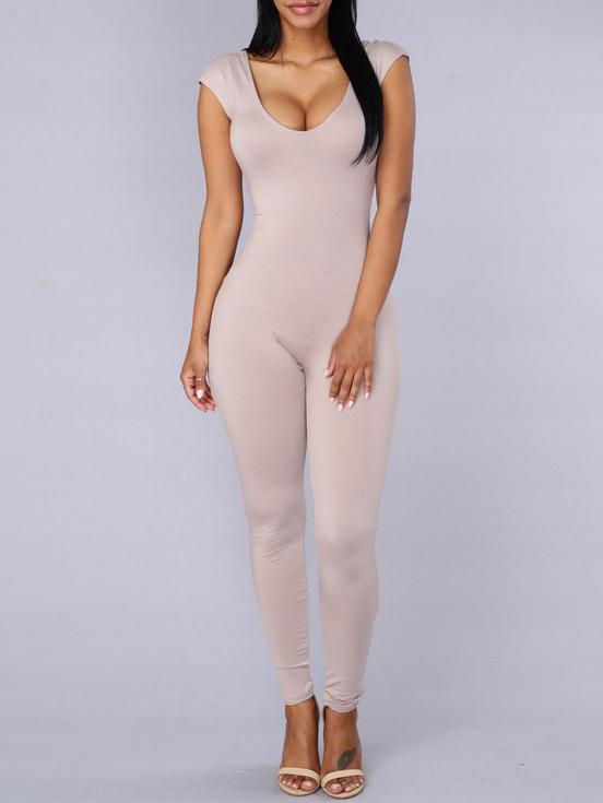 Romwe Scoop Neck Tight Jumpsuit