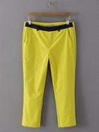 Romwe Yellow Zipper Fly Pocket Pants