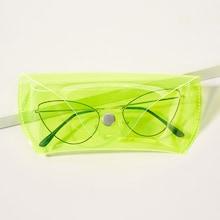 Romwe Neon Green Transparent Glasses Case