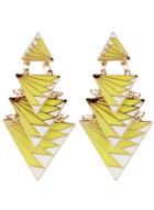 Romwe Yellow Triangle Splice Earrings