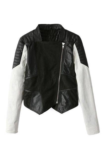 Romwe Color Block Short Pu Jacket