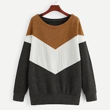 Romwe Cut And Sew Drop Shoulder Sweater