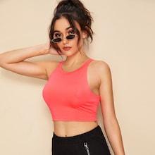 Romwe Neon Pink Crop Tank Top