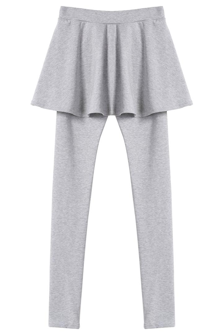 Romwe Flouncing Slim Grey Skirt Legging