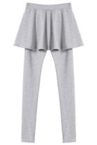 Romwe Flouncing Slim Grey Skirt Legging
