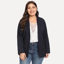 Romwe Plus Pocket Decoration Solid Blazer