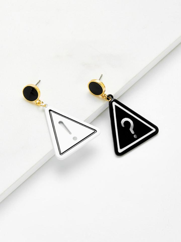 Romwe Hollow Punctuation Design Triangle Drop Earrings