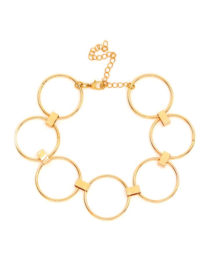 Romwe Ring Design Smooth Metal Choker