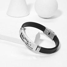 Romwe Men Bar Detail Pu Bracelet