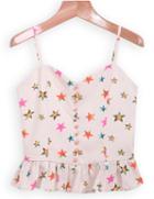 Romwe Spaghetti Strap With Buttons Star Print Vest
