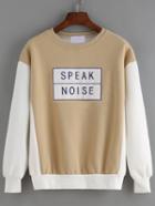 Romwe Color-block Letter Embroidered Loose Sweatshirt