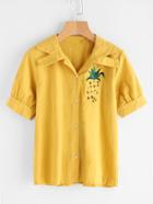 Romwe Pineapple Embroidered Shirt