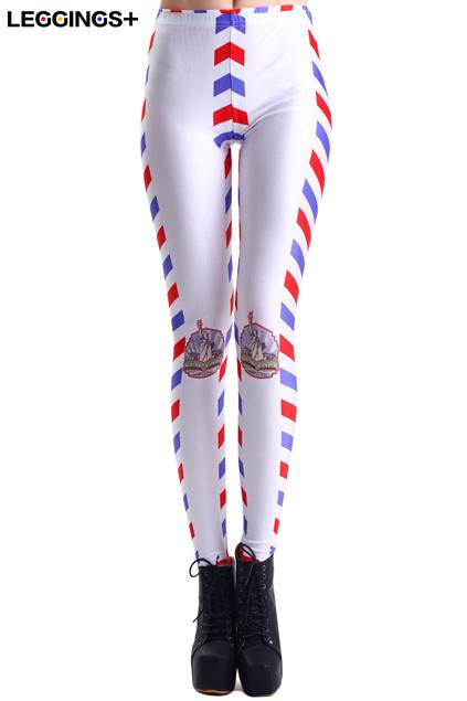Romwe Romwe Envelope Edge Statue Of Liberty Print White Leggings