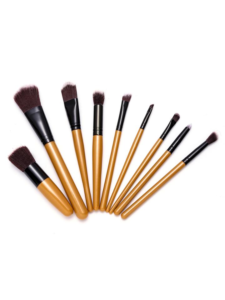 Romwe 9pcs Gold Professional Makeup Brush Set