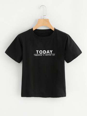 Romwe Today Tomorrow Is Another Day Slogan Tee