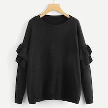 Romwe Tiered Ruffle Embellished Sleeve Jumper