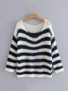 Romwe Block Striped Chunky Sweater