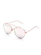 Romwe Pink Mirror Lens Double Bridge Sunglasses