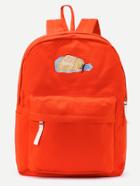 Romwe Orange Front Zipper Canvas Backpack