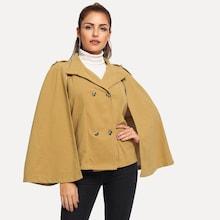 Romwe Cape Sleeve Double Button Coat