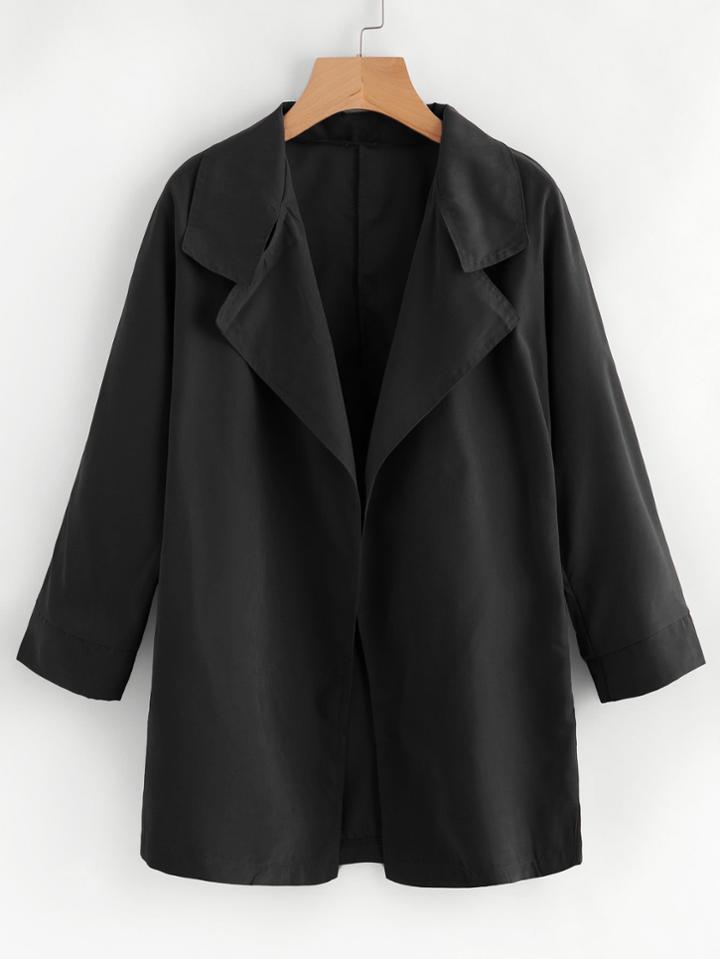Romwe Open Front Lapel Coat