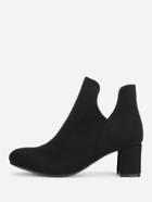 Romwe Round Toe Block Heeled Suede Boots