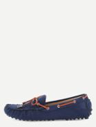 Romwe Faux Suede Contrast Bow Tie Loafers - Dark Blue