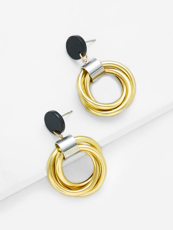 Romwe Wrap Ring Design Drop Earrings