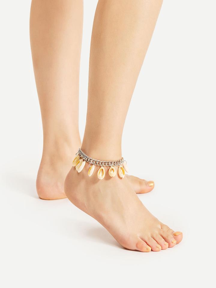 Romwe Shell Embellished Chain Anklet