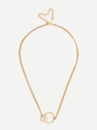 Romwe Ring Pendant Double Layered Chain Necklace