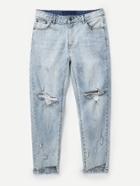 Romwe Men Ripped Skinny Crop Jean