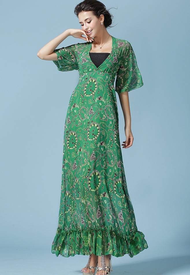 Romwe Deep V Neck Necklaces Print Shift Dress