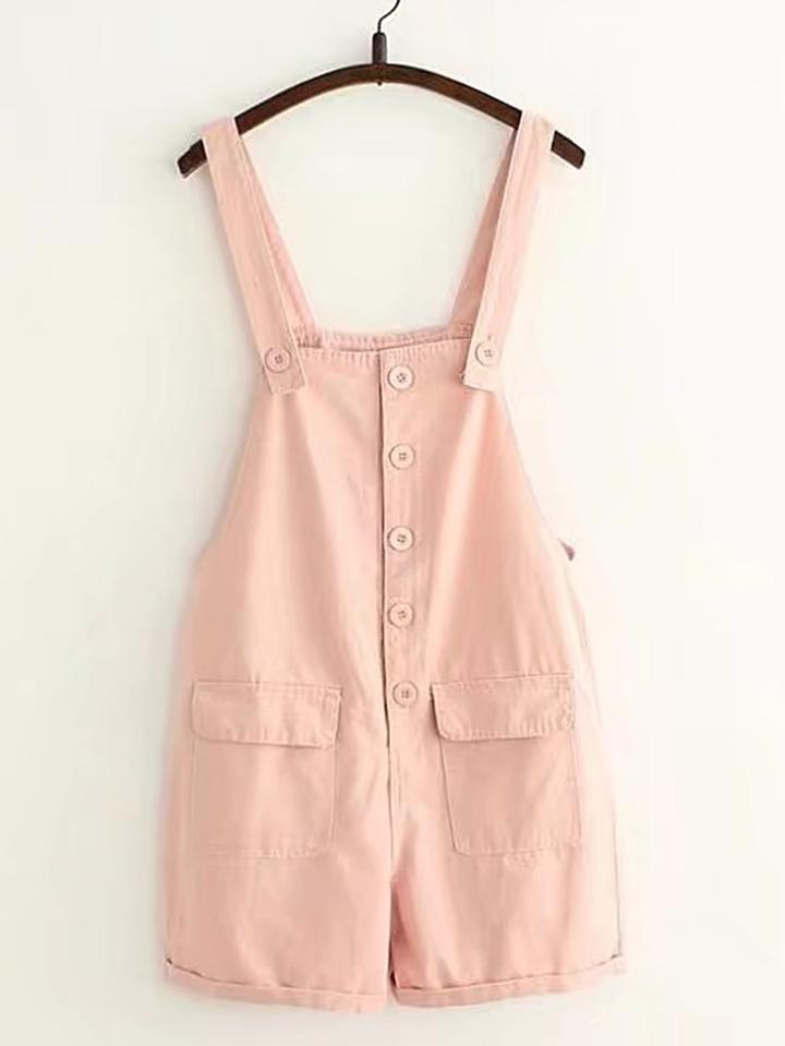 Romwe Rolled Hem Overall Romper