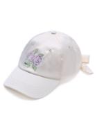 Romwe White Rose Embroidery Baseball Cap