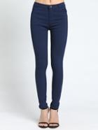 Romwe Button Skinny Blue Pant